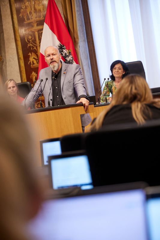 Am Rednerpult Vorsitzender der Bundesratsfraktion Marco Schreuder (GRÜNE)