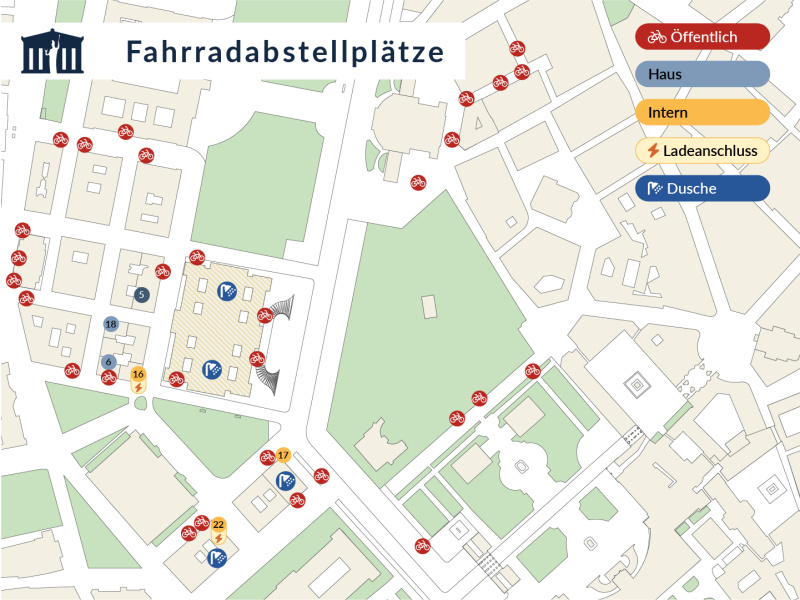Lageplan der Fahrradabstellplätze rund um das Parlamentsgebäude