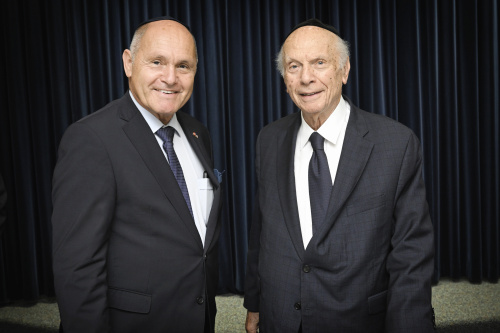 Meeting with Rabbi Arthur Schneier.  From left: National Council President Wolfgang Sobotka (ÖVP), Rabbi Arthur Schneier