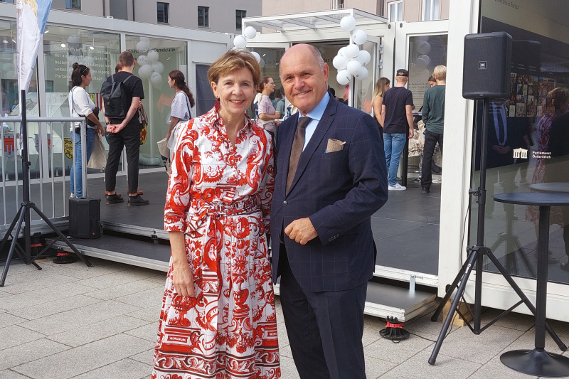 Von links: Landtagspräsidentin Brigitta Pallauf und Nationalratspräsident Wolfgang Sobotka (ÖVP).Stadt Salzburg 18.09.2023
