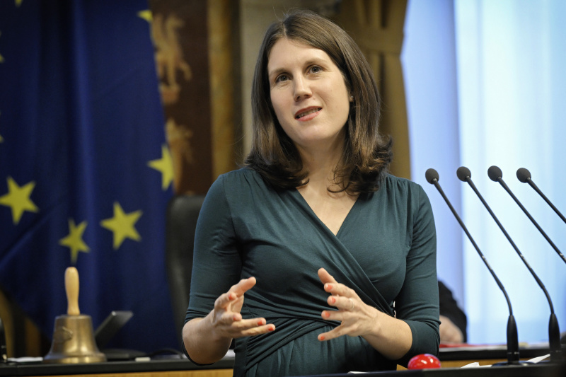 Am Rednerpult: Rechtsanwältin Michaela Krömer