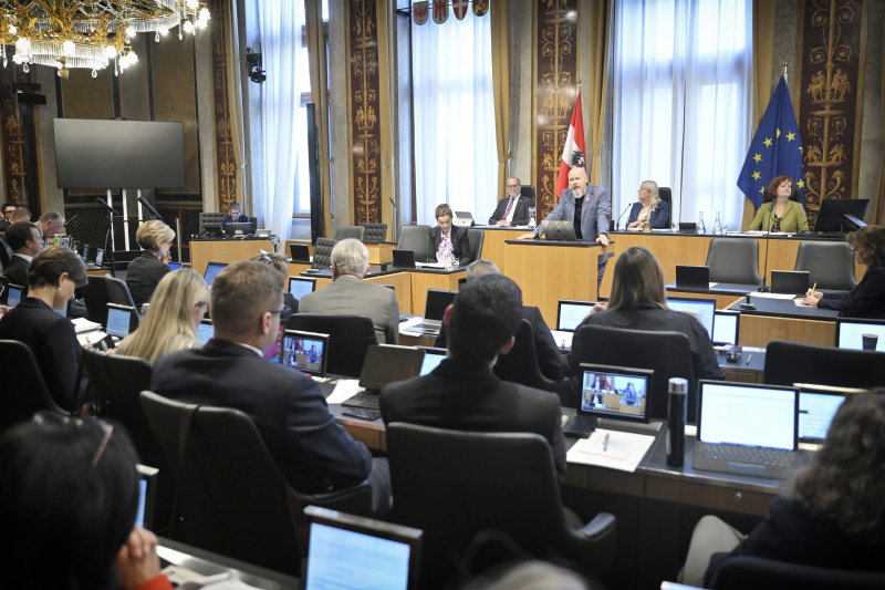 Am Rednerpult: Bundesrat Marco Schreuder (GRÜNE). Blick Richtung Sitzungsteilnehmer:innen