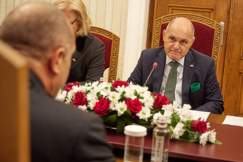 Treffen mit Präsident der Republik Bulgarien Rumen Radev. Nationalratspräsident Wolfgang Sobotka (ÖVP) während der Aussprache