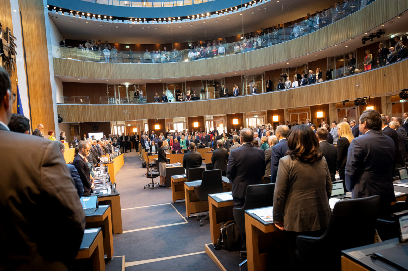 Gedenkminute für die Opfer nach den Terrorangriffen der radikalislamischen Hamas auf Israel 