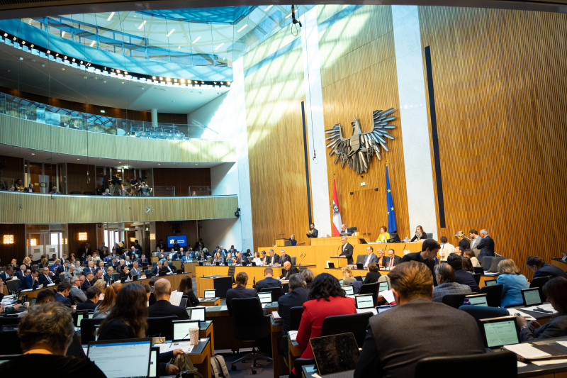 Blick in den Sitzungssaal. Budgetrede von Finanzminister Magnus Brunner (ÖVP)