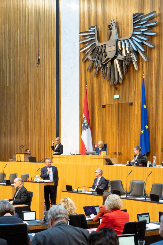 Nationalratsabgeordneter Gerald Hauser (FPÖ) am Rednerpult