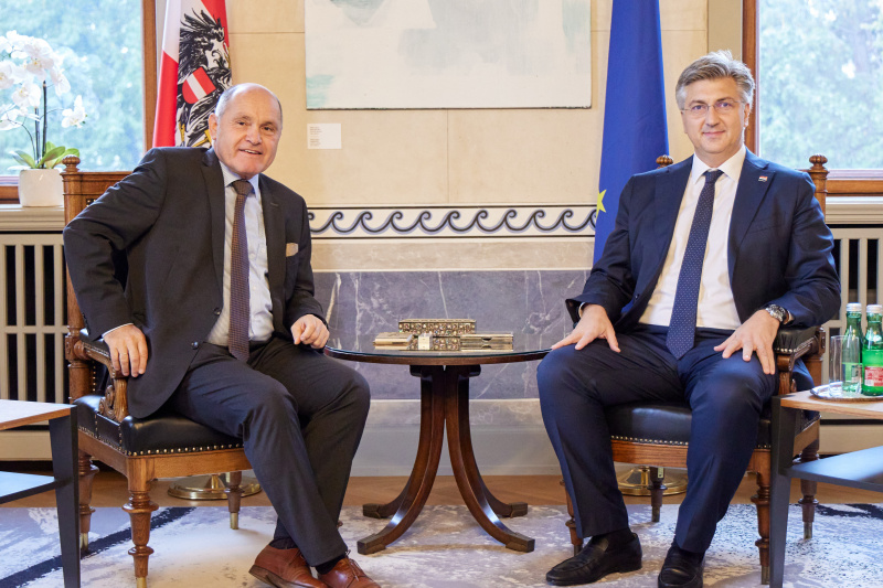 Gespräch. Von links: Nationalratspräsident Wolfgang Sobotka (ÖVP), Kroatischer Premierminister Andrej Plenković