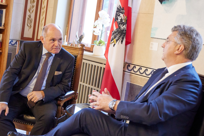 Gespräch. Von links: Nationalratspräsident Wolfgang Sobotka (ÖVP), Kroatischer Premierminister Andrej Plenković