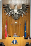Am Rednerpult Nationalratsabgeordneter Johannes Margreiter (NEOS)