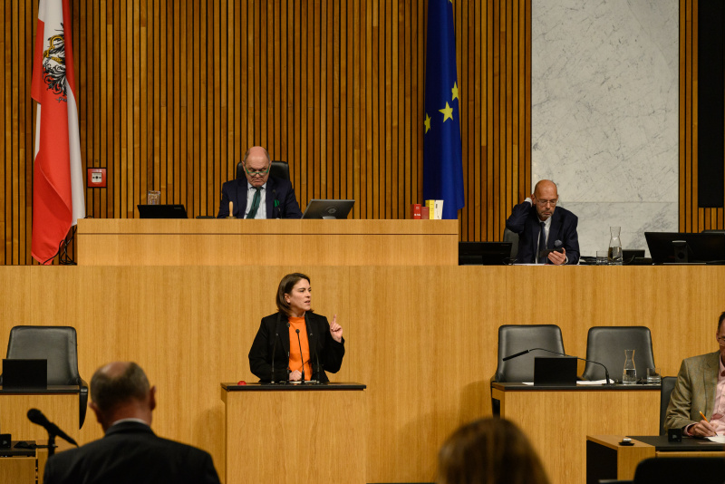 Am Rednepult Nationalratsabgeordnete Julia Seidl (NEOS)