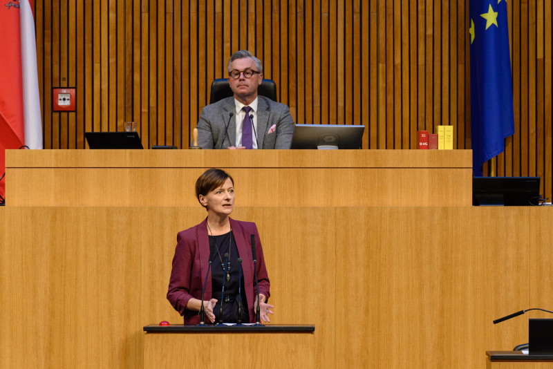 Am Rednerpult Nationalratsabgeordnete Sabine Schatz (SPÖ)