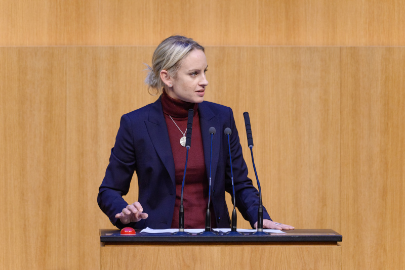 Am Rednerpult Nationalratsabgeordnete Michaela Schmidt (SPÖ)