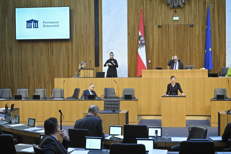 Am Rednerpult Nationalratsabgeordnete Henrike Brandstötter (NEOS)