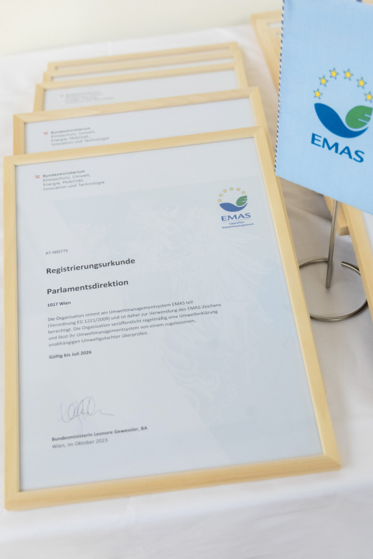 EMAS Urkunde Parlamentsdirektion