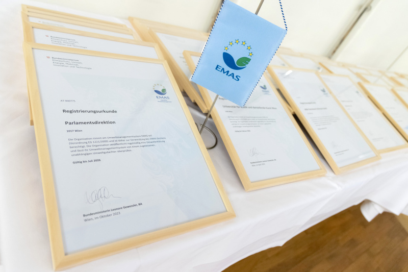 EMAS Urkunde Parlamentsdirektion