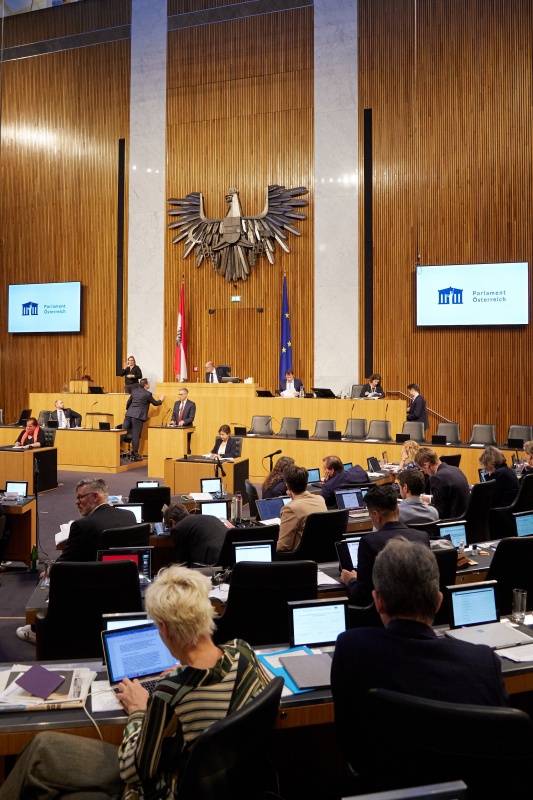 Am Rednerpult Nationalratsabgeordneter Georg Strasser (ÖVP)