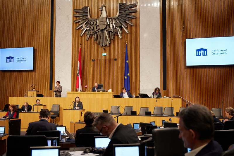 Am Rednerpult Nationalratsabgeordnete Karin Doppelbauer (NEOS)