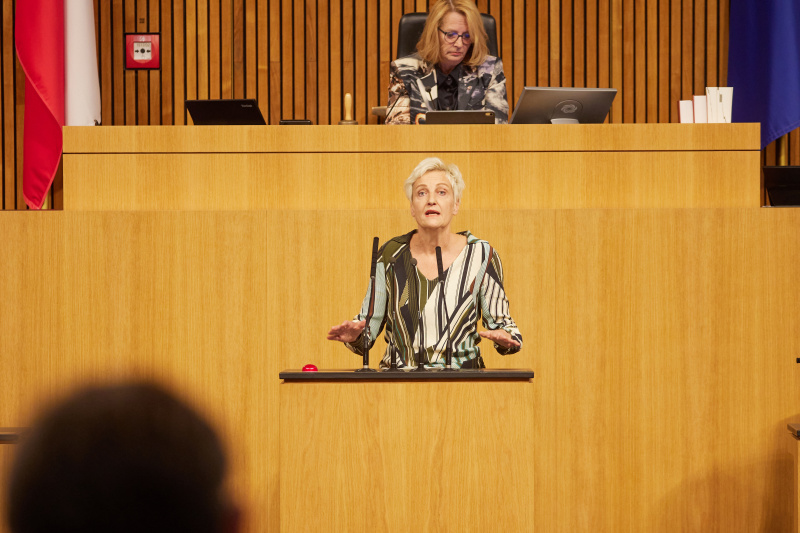 Am Rednerpult Nationalratsabgeordnete Sibylle Hamann (GRÜNE)