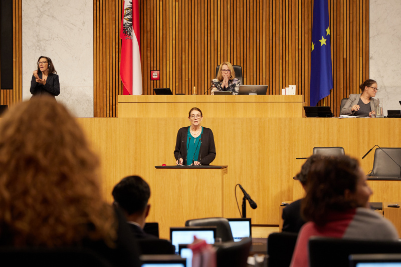 Am Rednerpult Nationalratsabgeordnete Andrea Holzner (ÖVP)