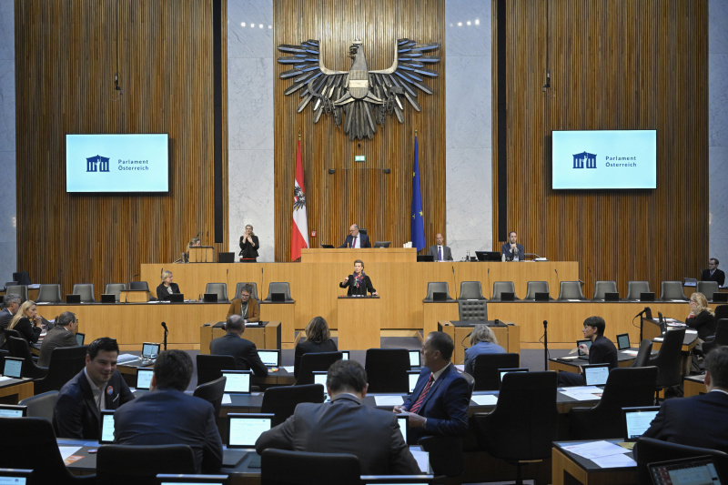 Am Rednerpult: Nationalratsabgeordnete Gabriele Heinisch-Hosek (SPÖ). Blick Richtung Sitzungsteilnehmer:innen