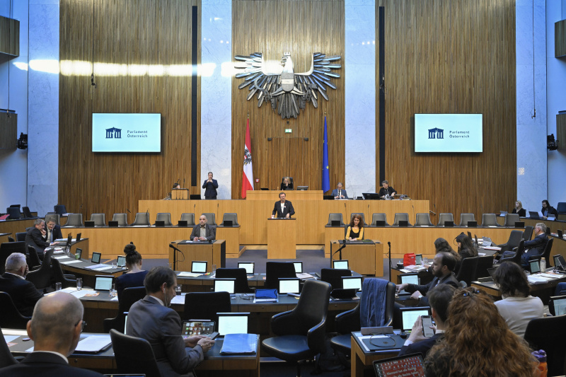 Am Rednerpult: Nationalratsabgeordneter Rudolf Silvan (SPÖ). Blick Richtung Sitzungsteilnehmer:innen