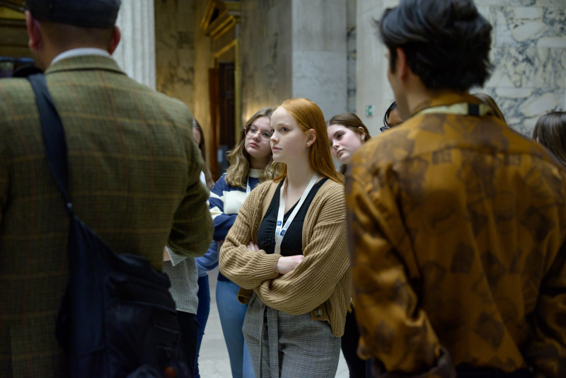Schüler:innen bei der Führung durch das Parlamentsgebäude