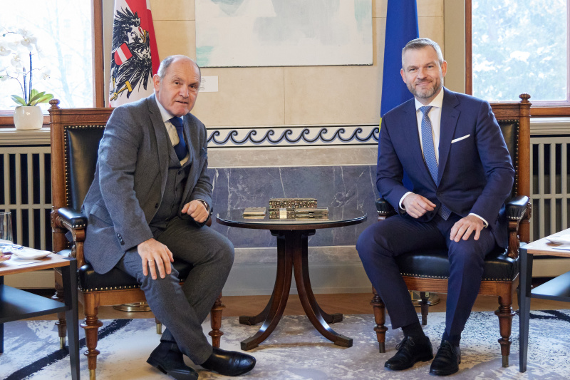 Von links: Nationalratspräsident Wolfgang Sobotka (ÖVP), Präsident des Nationalrates der Slowakischen Republik Peter Pellegrini