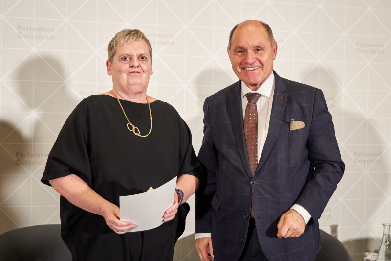 Von rechts: Nationalratspräsident Wolfgang Sobotka (ÖVP), Birgitt Haller