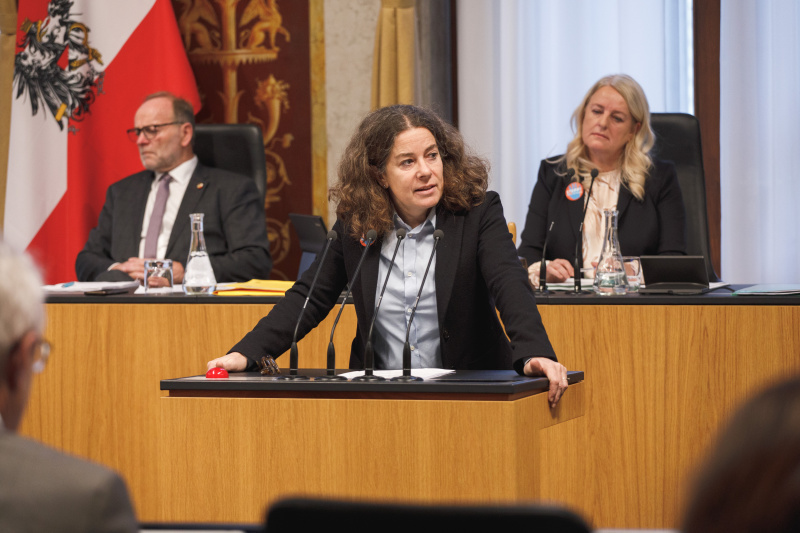 Am Rednerpult: Bundesrätin Elisabeth Kittl (Grüne)