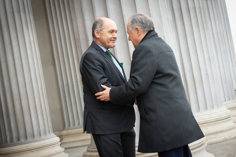 Einholung. Von links: Nationalratspräsident Wolfgang Sobotka (ÖVP),  Präsident des Landtages des Fürstentums Liechtenstein Albert Frick Liechtenstein 