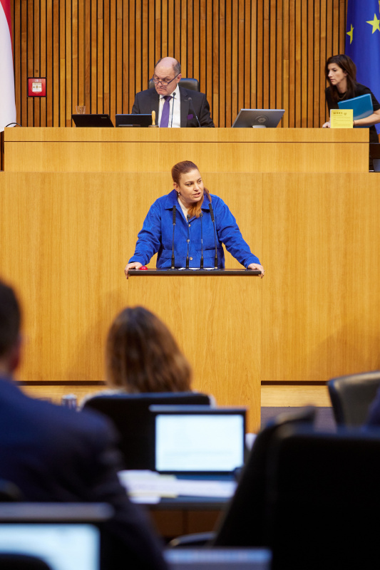 Am Rednerpult Nationalratsabgeordnete Nina Tomaselli (GRÜNE)