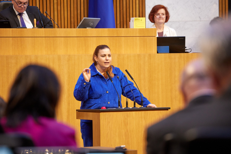 Am Rednerpult Nationalratsabgeordnete Nina Tomaselli (GRÜNE)