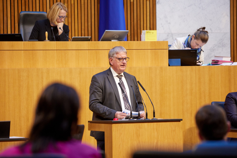 Am Rednerpult Nationalratsabgeordneter Maximilian Linder (FPÖ)