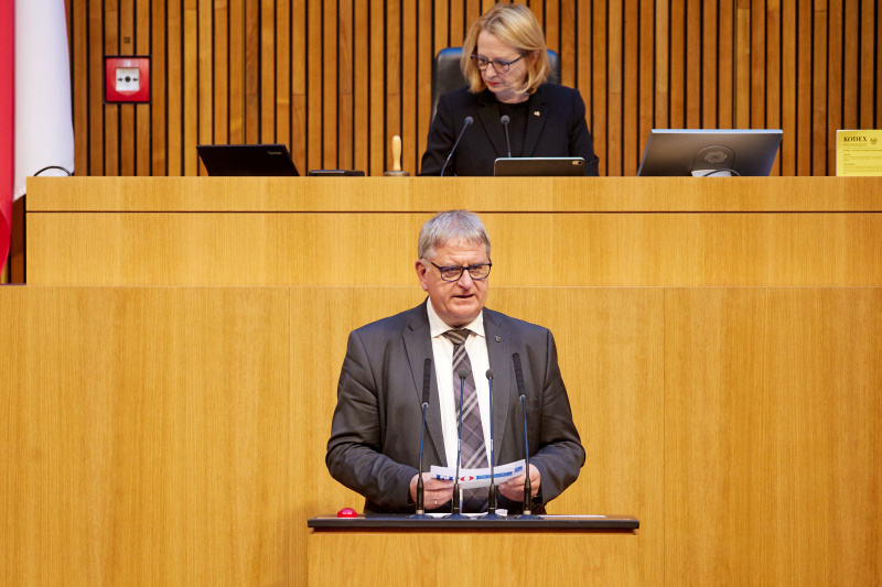 Am Rednerpult Nationalratsabgeordneter Maximilian Linder (FPÖ)