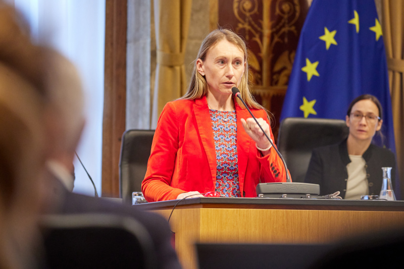 Am Rednerpult Waltraud Bauer Verfassungsdienst im Amt der Landesregierung Steiermark