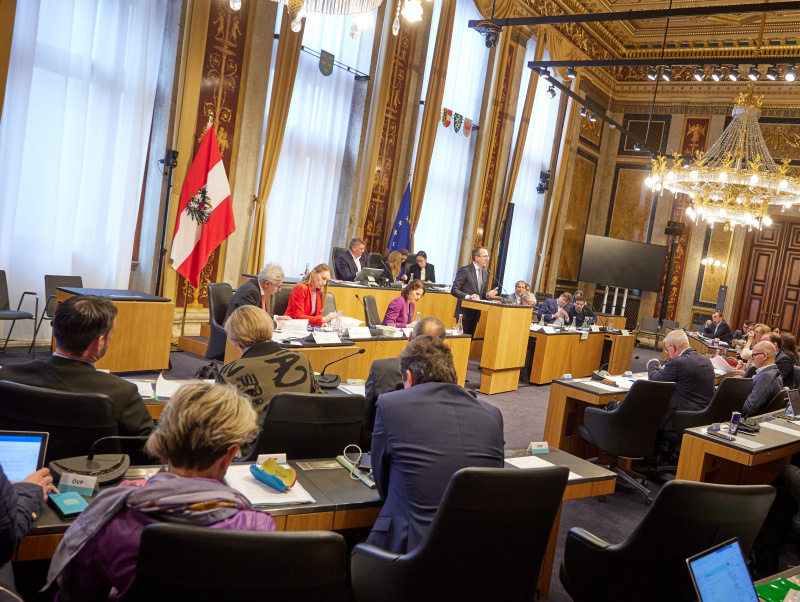 Am Rednerpult Albert Posch Verfassungsdienst im Bundeskanzleramt. Blick Richtung Ausschussteilnehmer:innen
