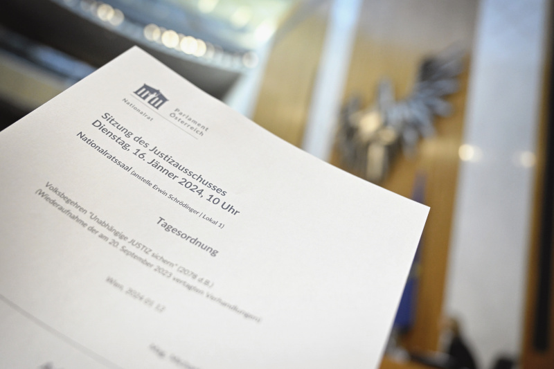 Tagesordnung zur Sitzung des Jusitzausschusses