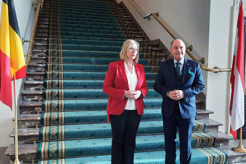 Nationalratspräsident Wolfgang Sobotka (ÖVP) und Präsidentin des belgischen Abgeordnetenhauses Eliane Tillieux