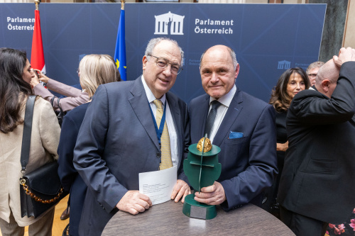 Von links: Präsident des European Jewish Congress Ariel Muzikant und Nationalratspräsident Wolfgang Sobotka