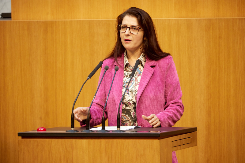 Am Rednerpult Nationalratsabgeordnete Muna Duzdar (SPÖ)