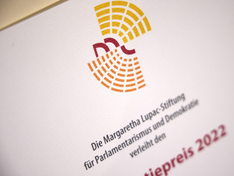 Preisverleihung des Demokratiepreises 2022 und des Wissenschaftspreises 2023 der Margaretha Lupac-Stiftung