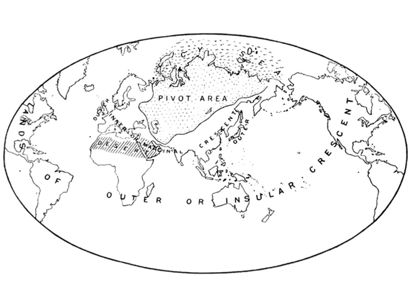 'The Natural Seats of Power' nach Mackinder, veröffentlicht in 'The Geographical Pivot of History