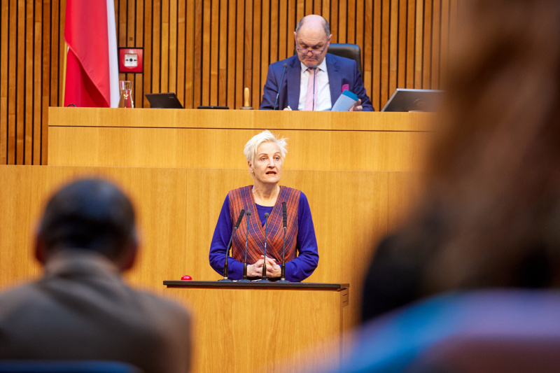 Am Rednerpult Nationalratsabgeordnete Sibylle Hamann (GRÜNE)