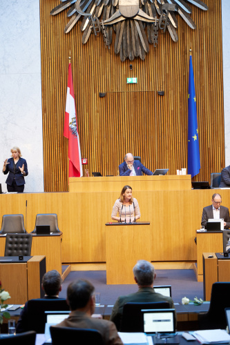 Am Rednerpult Nationalratsabgeordnete Dagmar Belakowitsch (FPÖ)
