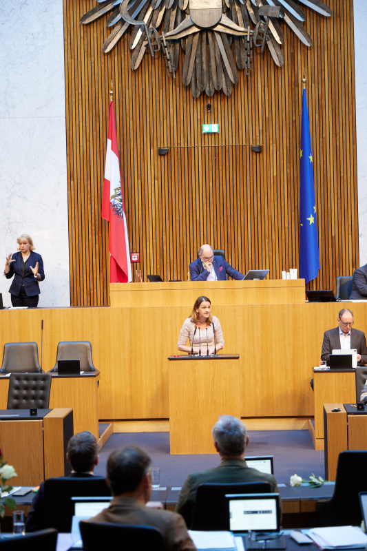Am Rednerpult Nationalratsabgeordnete Dagmar Belakowitsch (FPÖ)