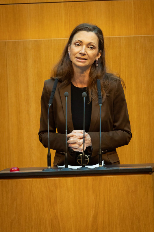 Nationalratsabgeordnete Susanne Fürst (FPÖ) am Redner:innenpult