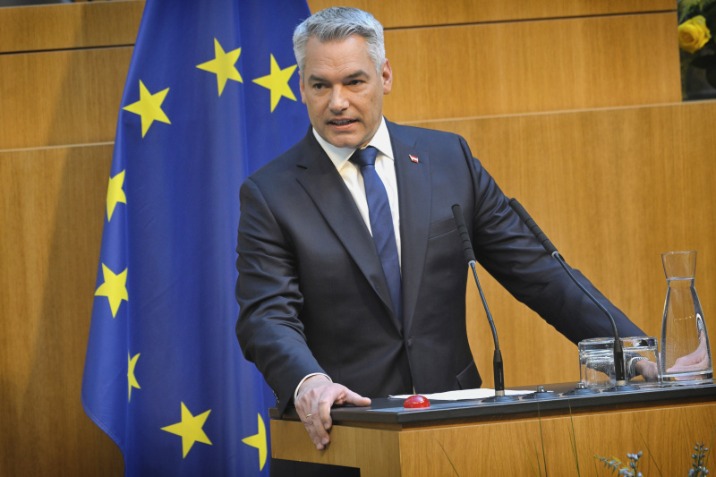 Statement. Bundeskanzler Karl Nehammer (ÖVP)