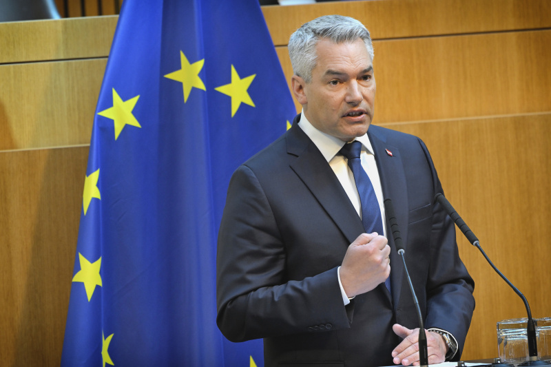 Statement. Bundeskanzler Karl Nehammer (ÖVP)