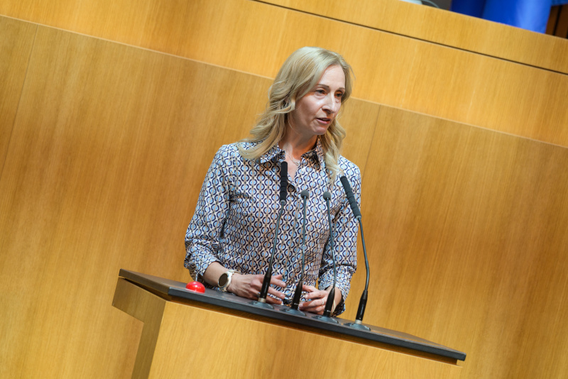 Am Rednerpult: Nationalratsabgeordnete Agnes Sirkka Prammer (GRÜNE)
