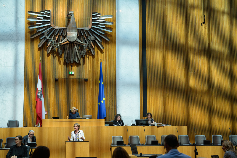 Am Rednerpult: Nationalratsabgeordnete Stephanie Krisper (NEOS)